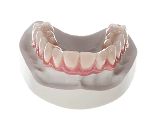 Molde dental inferior sobre fondo neutro